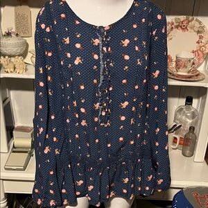 Matilda Jane Navy and Pink Floral Blouse-Like New!
